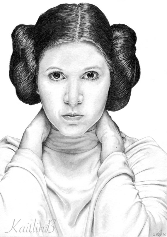 PRINT of Princess Leia Organa drawing