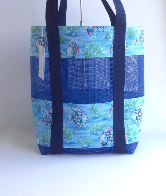 Mesh Beach Bag Rainbow Fish Beach Tote Seashell Collecting