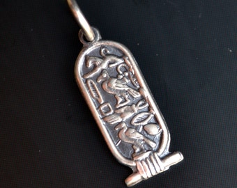 Pendentif En Argent 925 Avec Hiéroglyphes - Bijou Argent Occasion, Motif Antique, Pendentif Ethnique