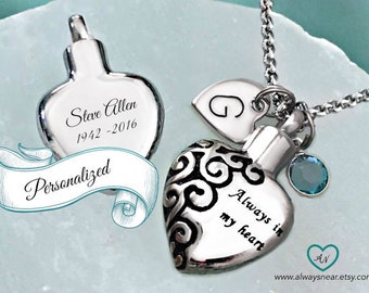 Heart urn pendant • Cremation jewelry • Ashes necklace • Cremation necklace • Memorial Urn • personalized urn • always in my heart keepsake