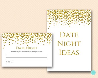 Gold Glam Bridal Shower Games, Date Night Cards, Date Night Ideas, Date Night Bridal Shower, Date Night Game, Bridal Shower Game, BS281