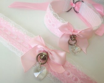 White & Pink Lace Kitten Play Collar