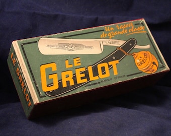 Vintage Cardboard Shipper Advert for LE GRELOT Straight Razors