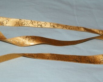 15mm gold glitter double sided satin ribbon -1 mt