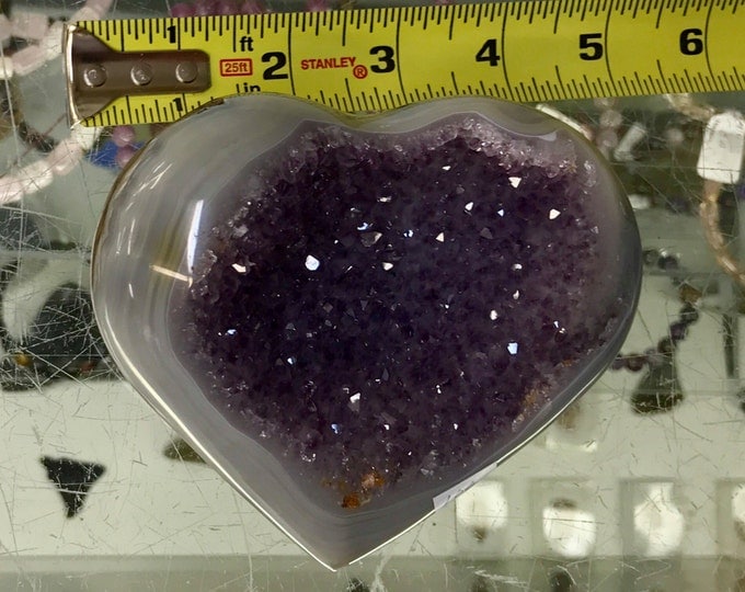 Amethyst Druzi Heart- Hand Carved- 5" X 4" From Brazil- Home Decor \ Metaphysical \ Amethyst Crystal \ Healing Crystal \ Amethyst Heart