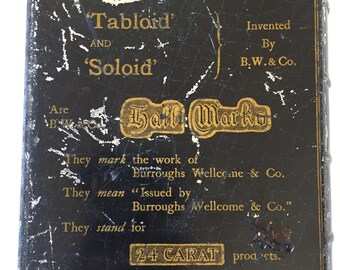 Antique "Book Shaped" English Tin Box-"Weapons Of Precision"-A Pharmeceutical Co. Circa 1900s