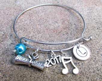 Graduation Gift , Graduation Bracelet, Graduation Charm Bracelet, Class of 2017 Gift, Personalized Graduation Bracelet, Grad Gift 2017