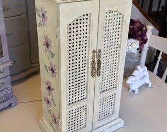 Wooden Jewelry Armoire // Vintage Jewelry Box // ASCP Shabby Chic Jewelry Box // OOAK Designer Jewelry Armoire