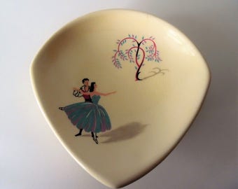 Vintage ceramic Beswick "Ballet" Pin dish. Beswick Pin Tray. 1950s "Ballet" Trinket dish.