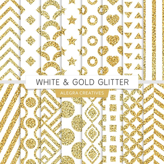 Download White & Gold Glitter digital paper, gold glitter, metallic ...