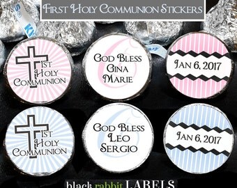 108 Hershey Kiss® Stickers - First Communion Favors, Kiss Stickers, Candy Stickers, Choose your own colors