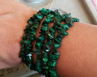 Malachite Chip Bead Stretch Bracelet