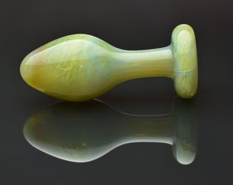 Glass Anal Plug - Medium - Jade Green