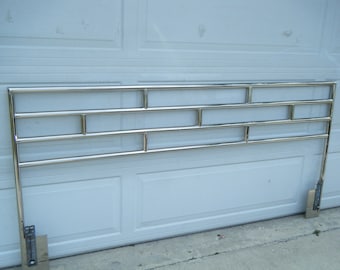 Vintage Mid Century Modern Retro Asian Tubular Heavy Chrome King Size Headboard