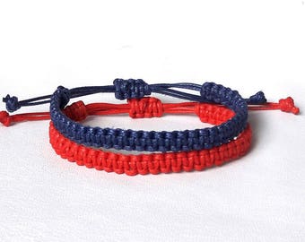 Couple Bracelet Navy blue and red bracelet His and Her bracelet Couples bracelet set friendship bracelet Macrame bracelet Best friend gift