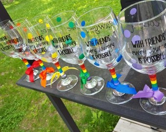 Rainbow stem wine glass