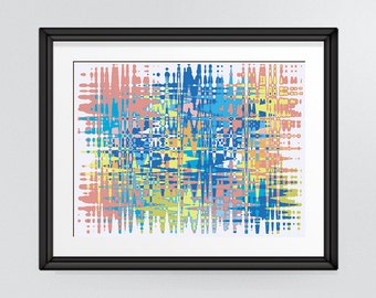 Multicoloured Colourful Ripples Modern Abstract Art Print, Printable artwork INSTANT DOWNLOAD