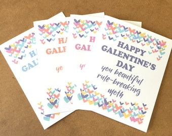 Happy Galentines Day. Leslie Knope. Valentines. Lady Friends. Set of Galentine's Cards. Amy Poehler.