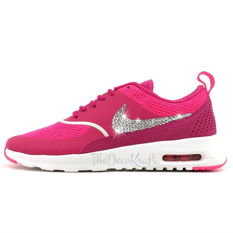 Womens Nike Air Max Thea Vivid Pink Custom Bling Crystal