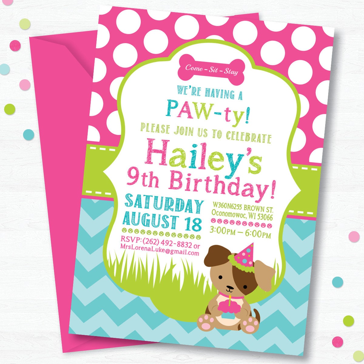 Puppy Birthday Party Invitation Dog Birthday Party