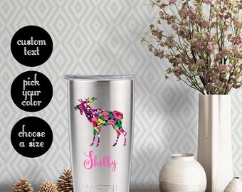 Moose Patterned Decal with Customizeable Name Text