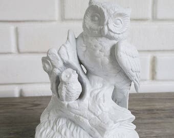 Vintage Owl Figurine, Vintage Owl Statue, Modern Owl Statue, White Owl Figurine, Ceramic Owl