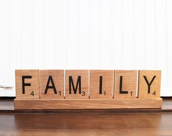 Scrabble wall art, Scrabble tiles, Scrabble Wall Tiles, Large Scrabble Tiles, Family Scrabble Art, 4 in x 3