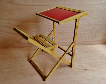 Antique Kids Furniture - Vintage Childs Play Table With Bench, Desktop And Chalkboard  Retro Kids Room Decor - 1950s Playroom Furniture.