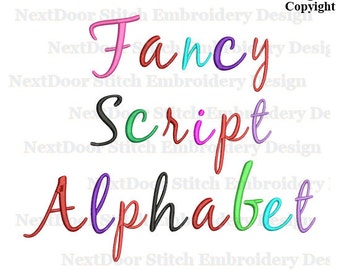 Fancy script embroidery font design, script Alphabet big small cap, BX files added, font-036b