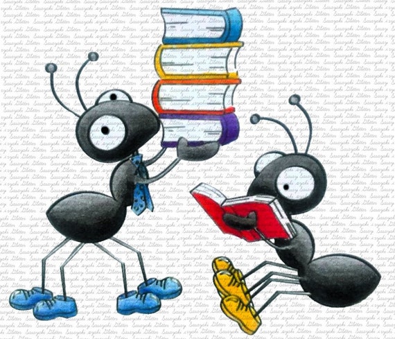 Image #26 - Library Ants - Digital Stamp by Sasayaki Glitter digital Stamps - Naz - Line art only - Black and white