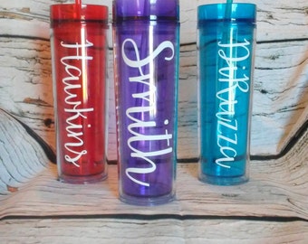 Personalized Skinny Tumbler Cups Skinny Tumblers 16 oz Tumbler Customizable Cups Water Bottles Personalize
