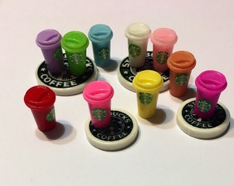 3D Kawaii Starbucks Inspired Cabochons, Starbucks Coffe Mugs Cabochons, Starbucks Coaster Cabochons | Craft Embellishments - 15 pcs