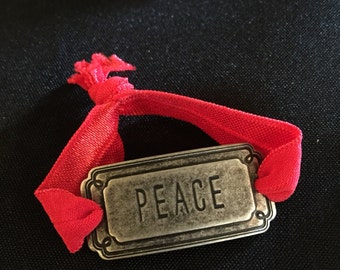 Peace Burnished Silver Bracelet
