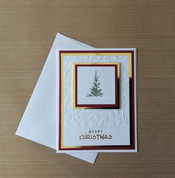 Items similar to Christmas Card, Handmade Xmas Cards, Multi-layered Card, Merry Christmas, White