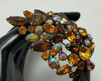 Brown & Topaz Rhinestone Pin