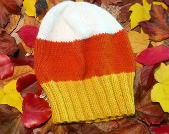 Candy Corn Hat - Adult/Baby Halloween Candy Corn Slouch Hat - Knit Halloween Hat - Knit Fall Hat - 20% OFF!