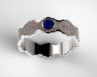 Sapphire Engagement Ring, Blue Sapphire Ring, Solitaire Engagement Ring, Blue Sapphire Engagement, Unique Engagement,White Sapphire,14K Gold