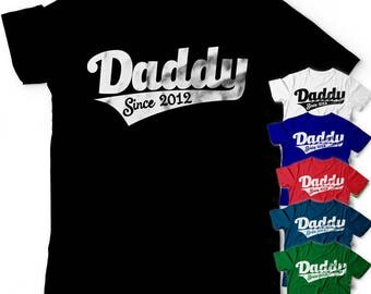 DADDY SINCE ... Fathers Day Personalised Printed T shirt 100% Pre-Shrunk Cotton