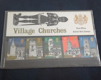 Post office stamps village churches 1972 stamp presentation pack