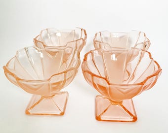 Vintage Peach Glass Sundae Dishes
