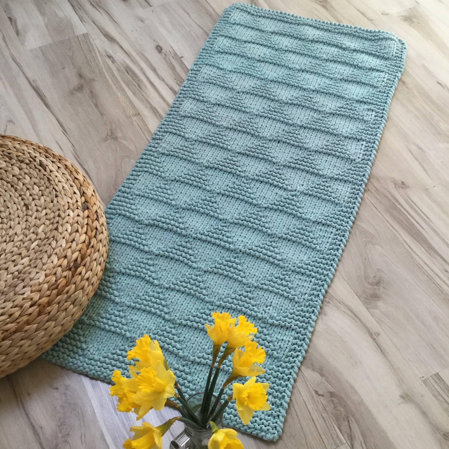 Knitted Carpet Bath Mat Hand Knitted Rag Rug Cotton Carpet