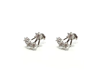 Ear Jacket - Front back earrings - Cz earrings - Minimalist earrings - Minimal ear jacket - Minimalist ear jacket - Dainty ear jacket