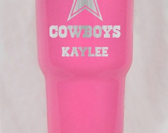 20 or 30 oz pink yeti or rtic dallas cowboys cup Personalized!!