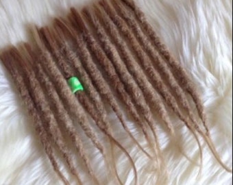 13 handmade real human hair dreadlock extensions - blonde mix - inc bead