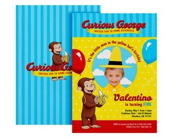Curious George Invitation, Curious George Birthday Invitation, Curious George Invite, Curious George Birthday Invite, Curious George Party