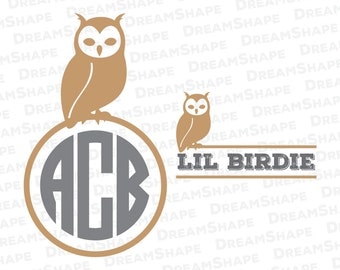 Owl SVG Cut Files, Bird Owl Monogram SVG Files, Owl Split Svg, Snow Owl Silhouette Svg Cutting for Cricut, Owl SVG File, Instant Download