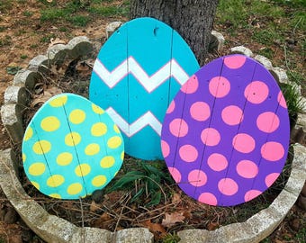 Easter decor, Outdoor Easter decor, 1 Large wood Easter egg, Pallet easter egg, Easter decorations, Easter yard art, Easter sale