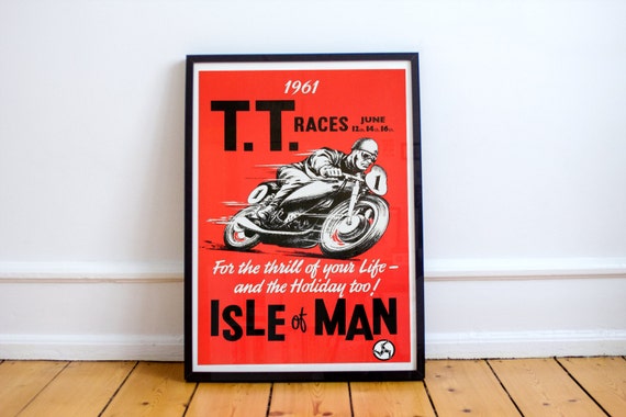 1961 Isle of Man TT Races Vintage Poster High Quality Print