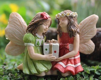 Miniature Fairy Garden Jackie and Jenny Sisters Friends Gift Christmas Decoration