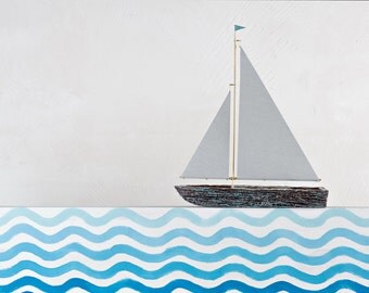 Double sail sailboat / Wooden toy boat / Bark boat / Interior decoration / Handmade boat / Gift for children / Collectible item
